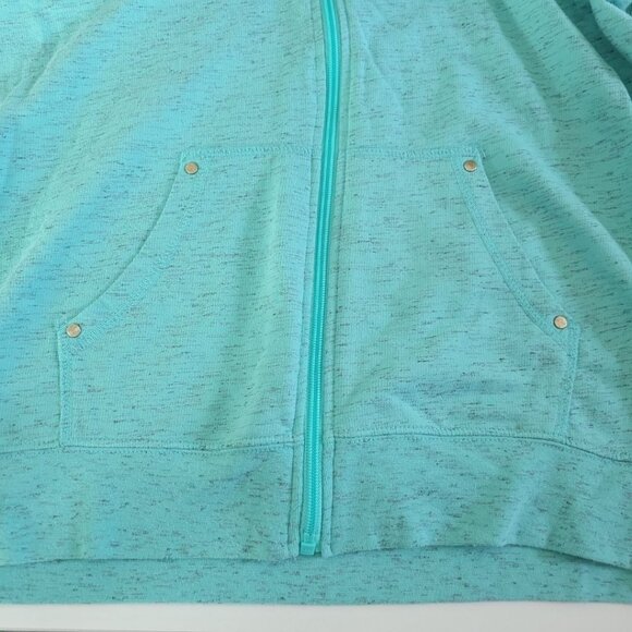 Made for Life Full Zip Sweatshirt Hooded Drawstring Womens Large Blue Green - Picture 10 of 11